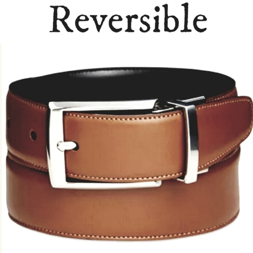NEW! PERRY ELLIS Men's Reversible Belt Black/Brown 44.